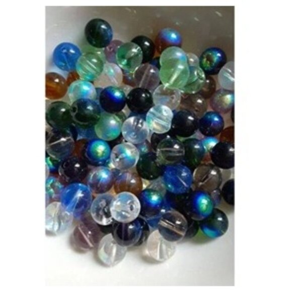 Mixed Half AB Plated Glass Beads 8mm - Picture 1 of 2